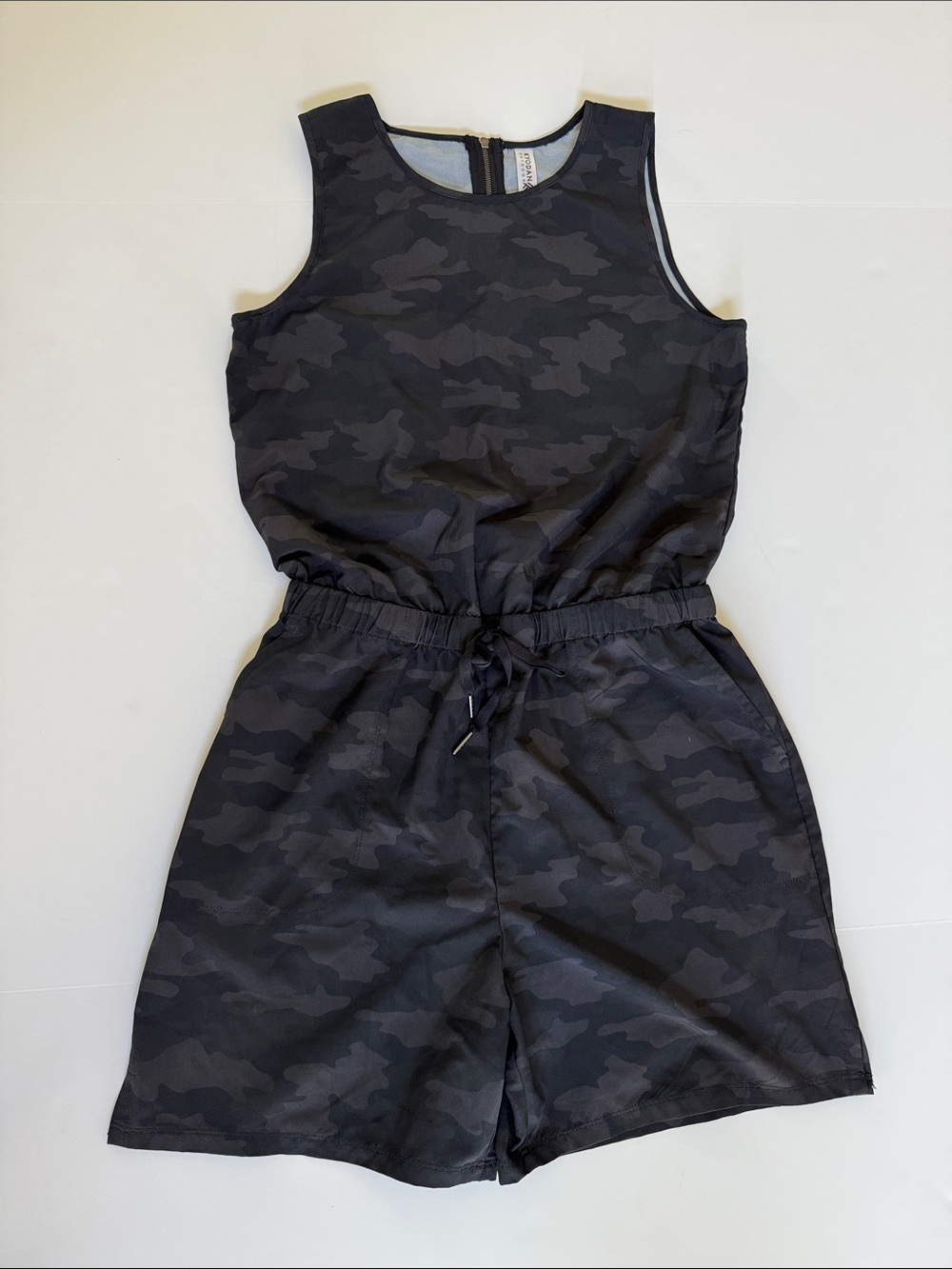 Kyodan Outdoor Women’s Black Camo Zip Back Drawstring Romper Size S